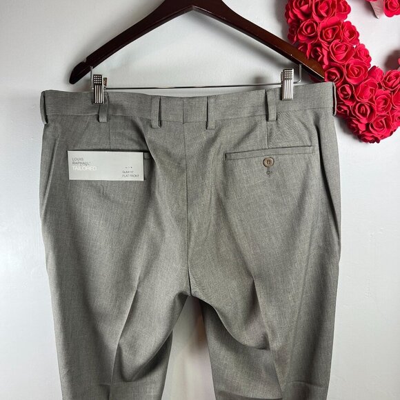 Louis Raphael Men's Flat Front Dress Pants Slim Fit 38W 30L Taupe - Picture 7 of 11
